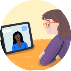 A kid on an ipad in session