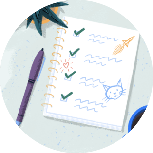 A list of goals with check marks.